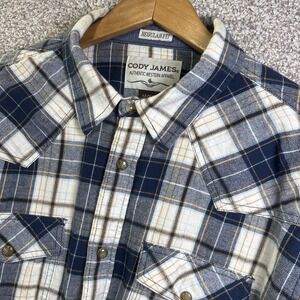 Cody James Shirt Mens Large Blue Plaid Long Sleeve Western Snap Flannel Casual